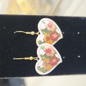 Vintage 80s cloisonne earrings